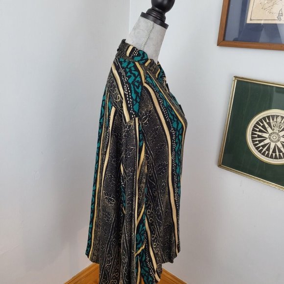 NWT Blue Tan Asymmetrical Loose The Big Shirt Carole Tomkins Santa Fe Size 2XL - Picture 5 of 11